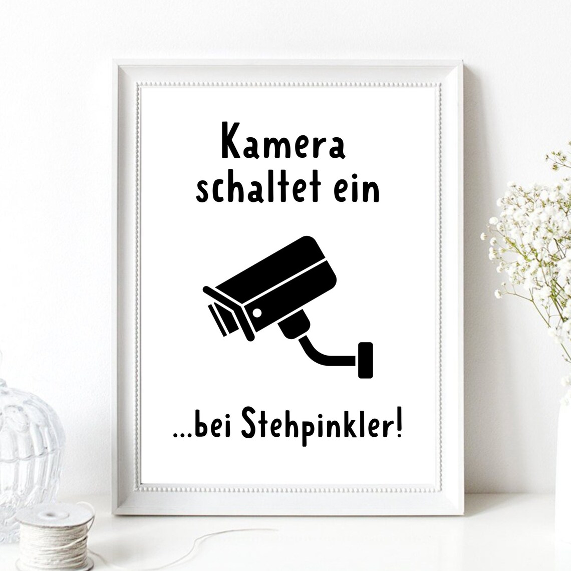 Camera On Stehpinkler Funny German Bathroom Humor Security Sign Poster - Image 3