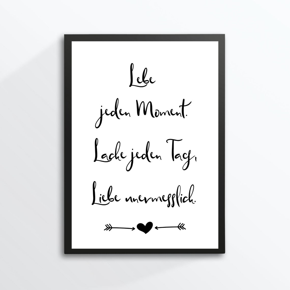 Live Laugh Love Script Typography Black White Mindfulness Poster Print