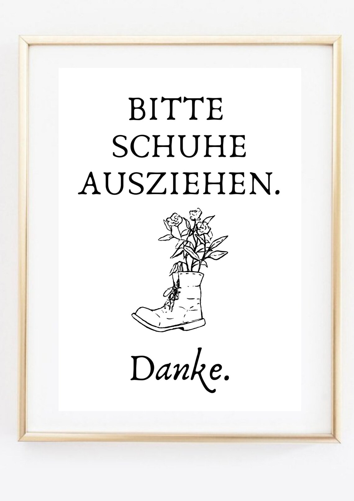 Please Take Off Shoes German Entrance Sign Boot Flowers Wall Print - Image 2