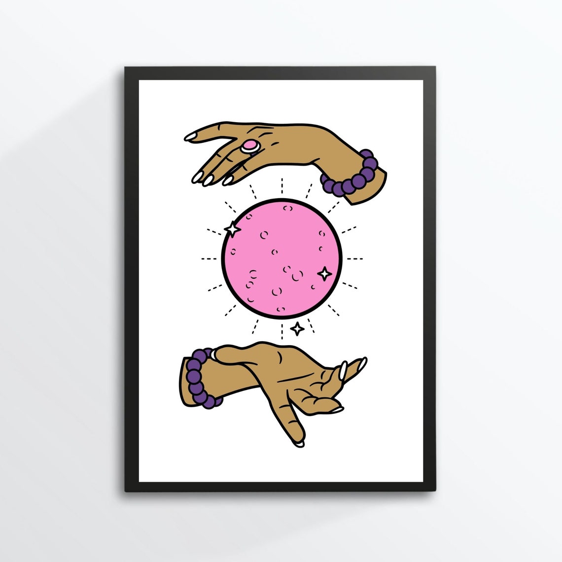 Pink Crystal Ball Fortune Teller Hands Mystical Esoteric Spirit Poster