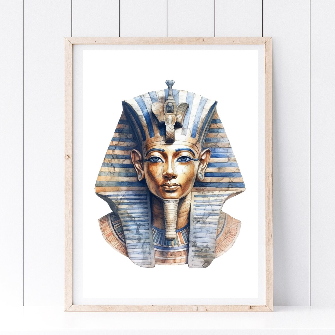 Tutankhamun Pharaoh Golden Mask Egypt Watercolor Wall Art Print - Image 2