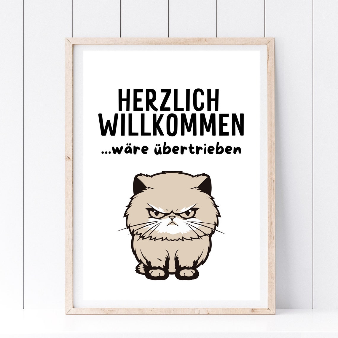 Funny Grumpy Cat Herzlich Willkommen German Quote Home Decor Poster - Image 3