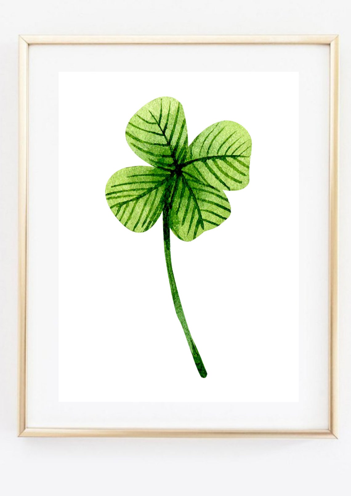 Four Leaf Clover Green Watercolor Lucky Charm Botanical Gift Poster - Image 2