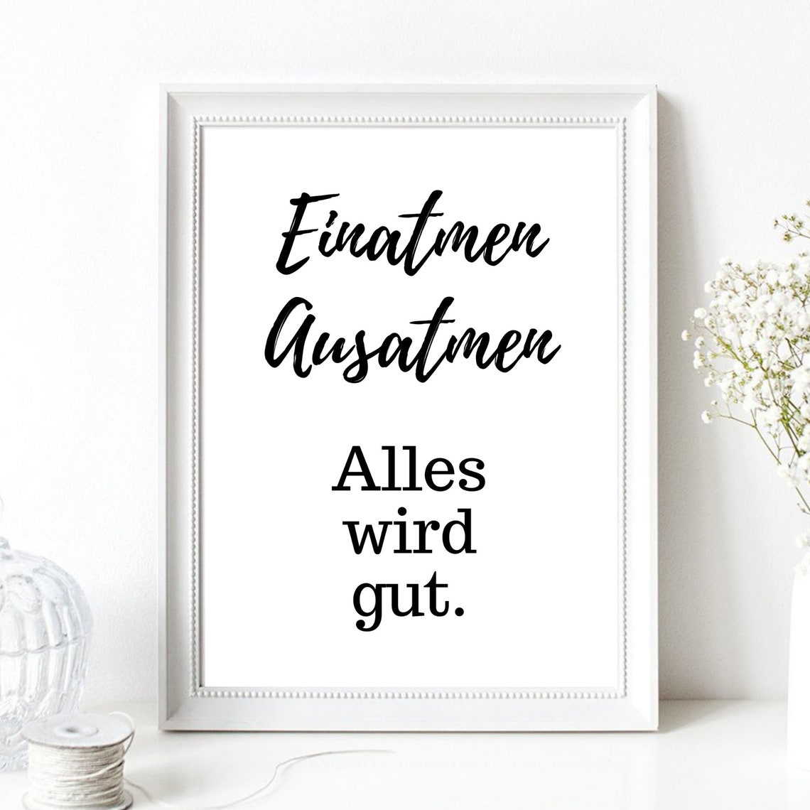 Breathe In Breathe Out Everything Will Be Fine Calligraphy Print - Image 3