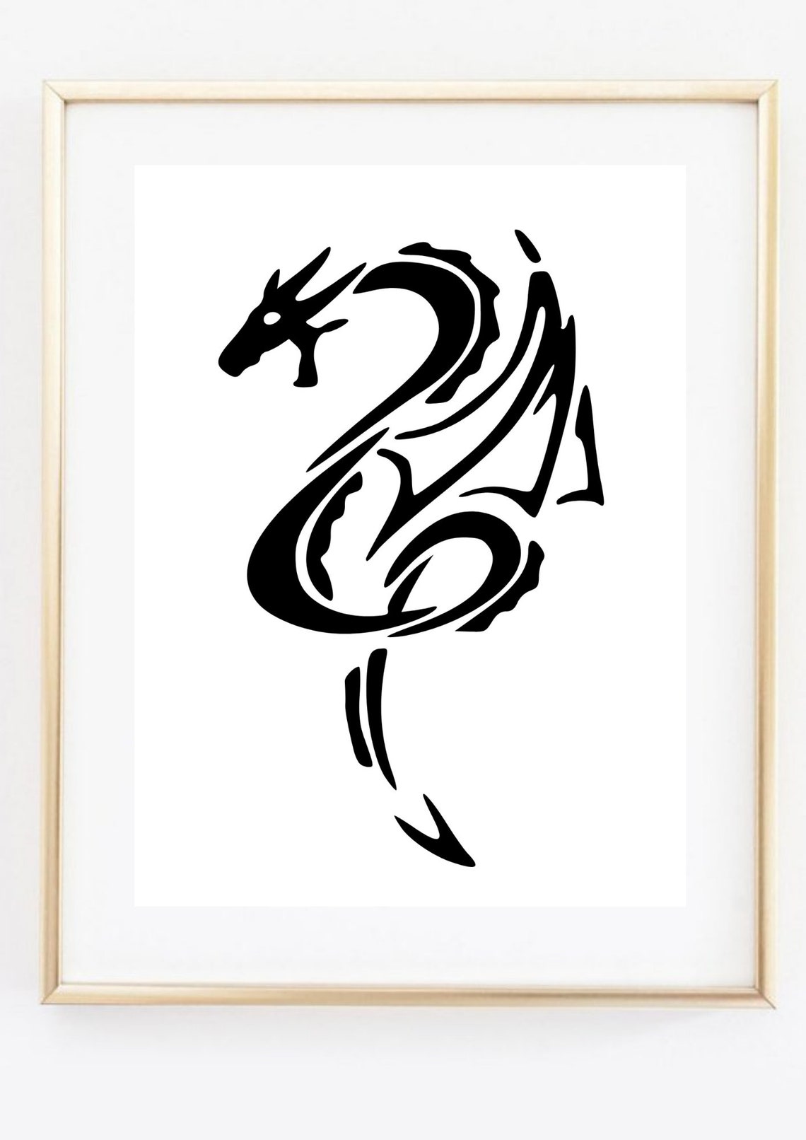 Black Tribal Dragon Gothic Tattoo Style Fantasy Graphic Poster - Image 3