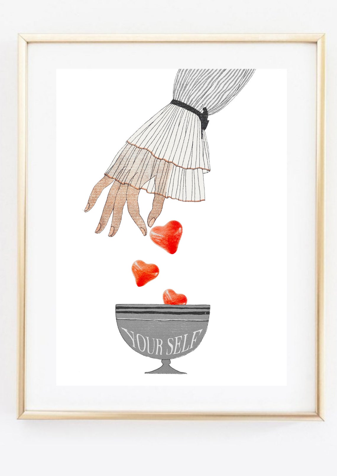 Self Love Hearts in Your Self Goblet Hand Illustration Art Poster - Image 2