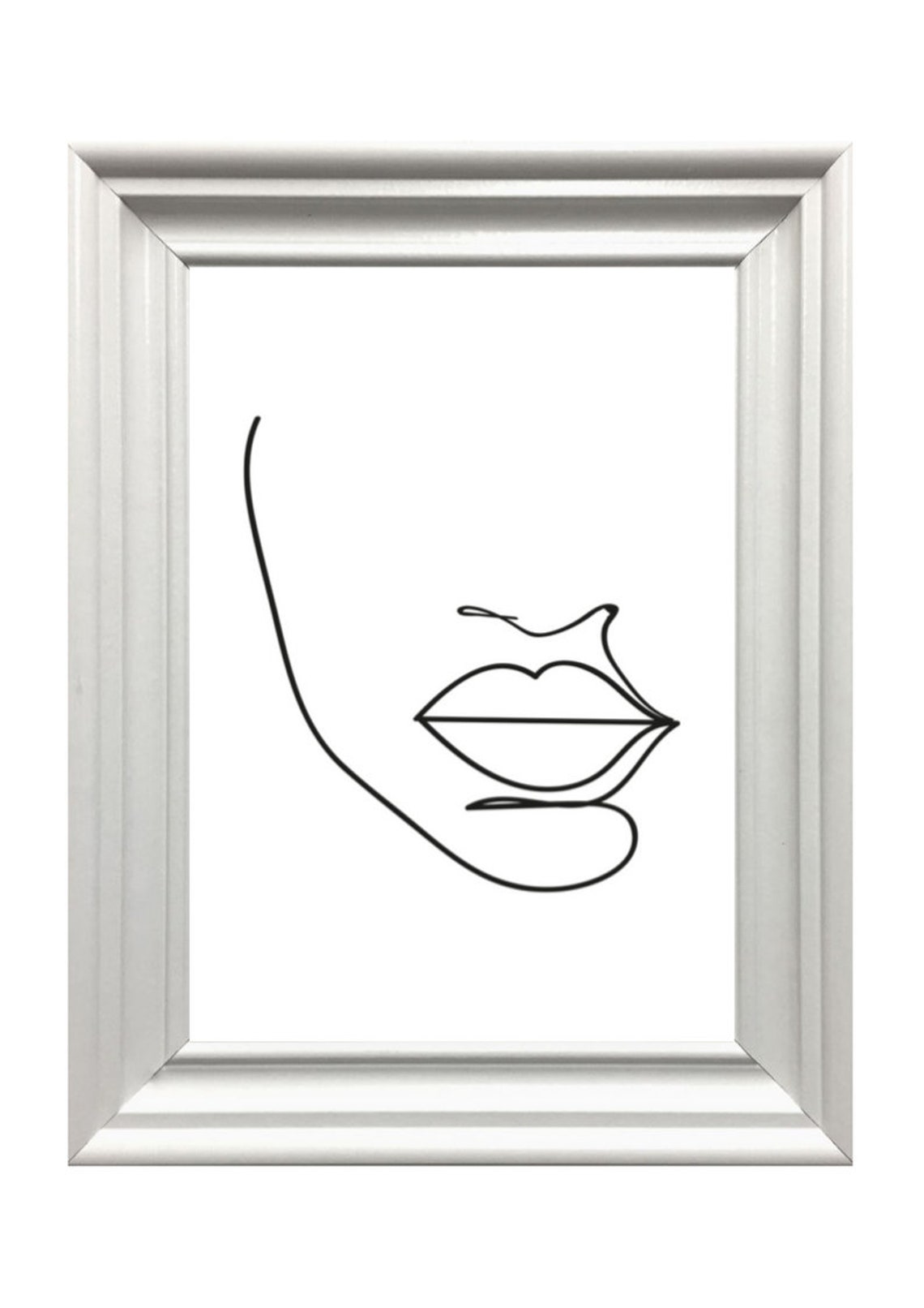 Minimalist Lips Line Drawing Modern Face Art Illustration Poster - Image 3