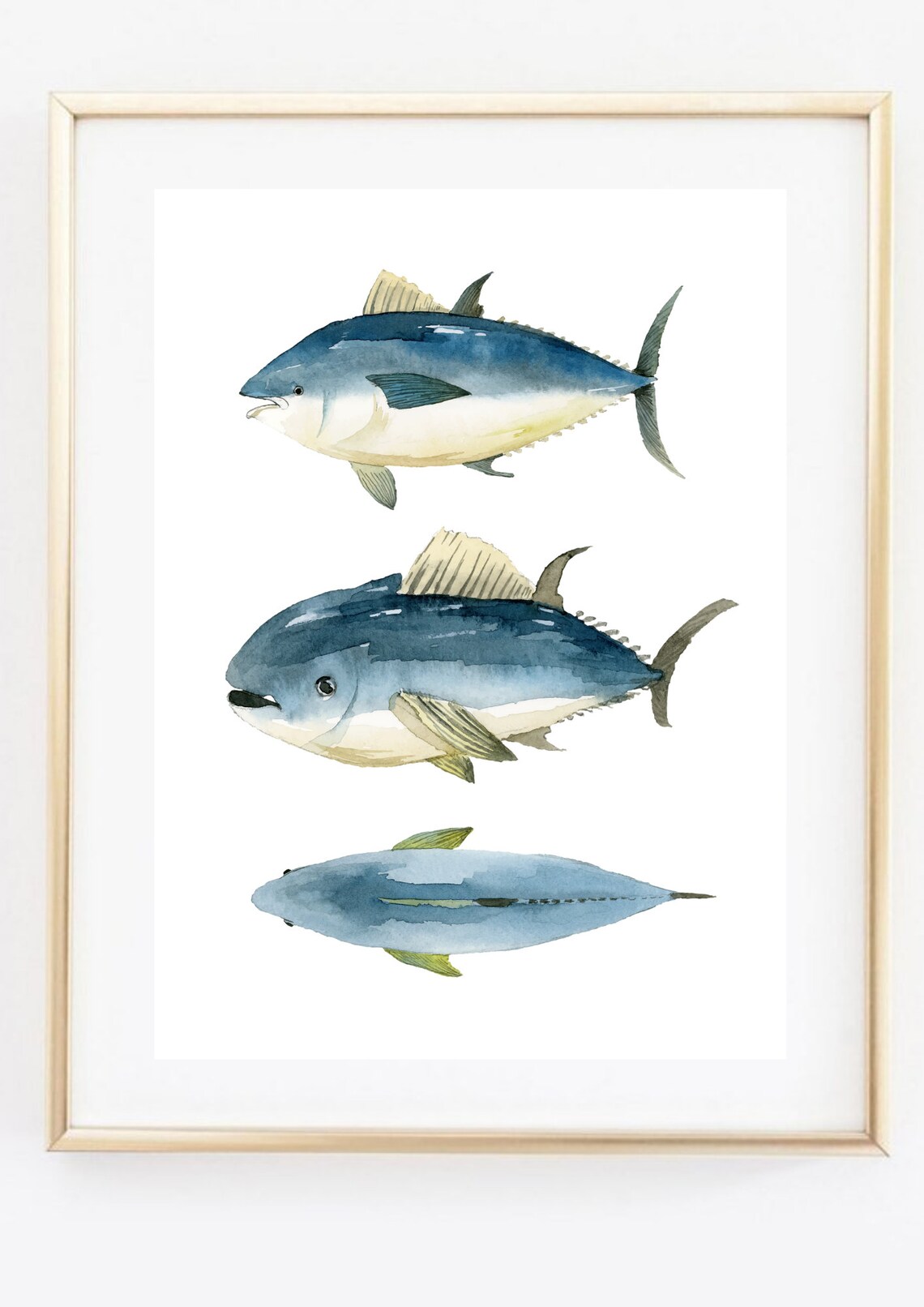 Din A4 Art Print Without Frame Tuna Fish Tuna Watercolor Sea Maritime Print Poster Image - Image 2