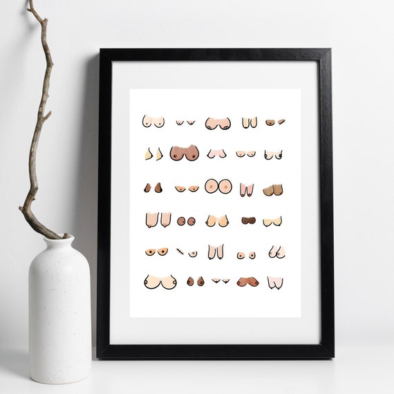 Din A4 Art Print Without Frame Chest Breasts Breasts Tits Nude Bathroom Funny Guest Toilet Poster Picture Wall Decoration