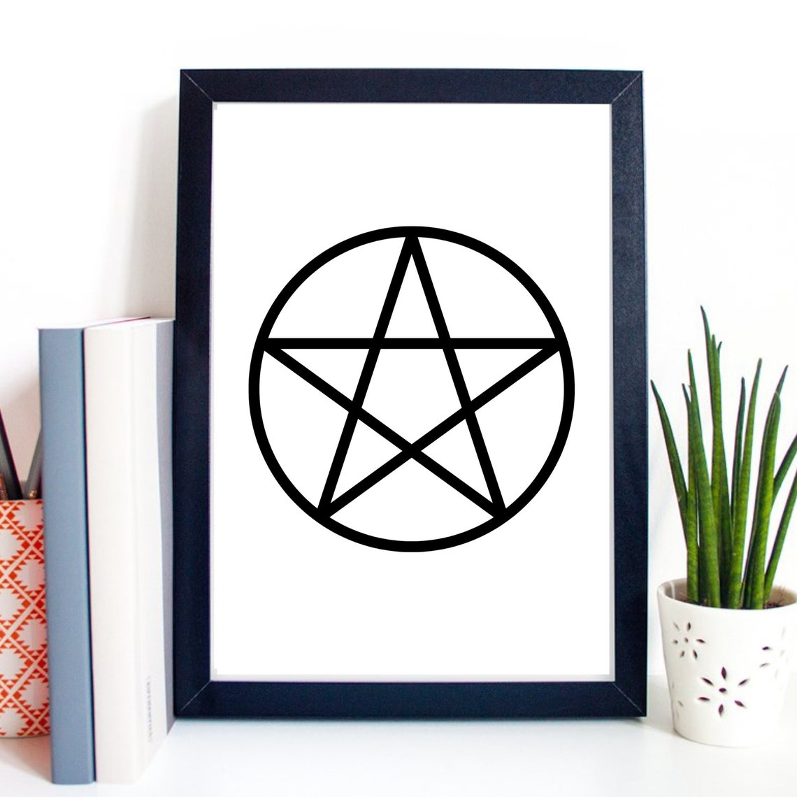 Pentagram Five Pointed Star Circle Occult Gothic Minimalist Art Poster