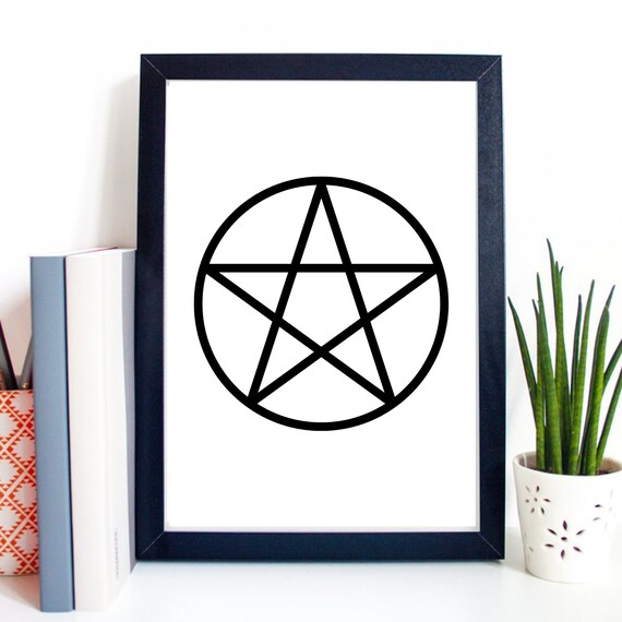 Pentagram Five Pointed Star Circle Occult Gothic Minimalist Art Poster