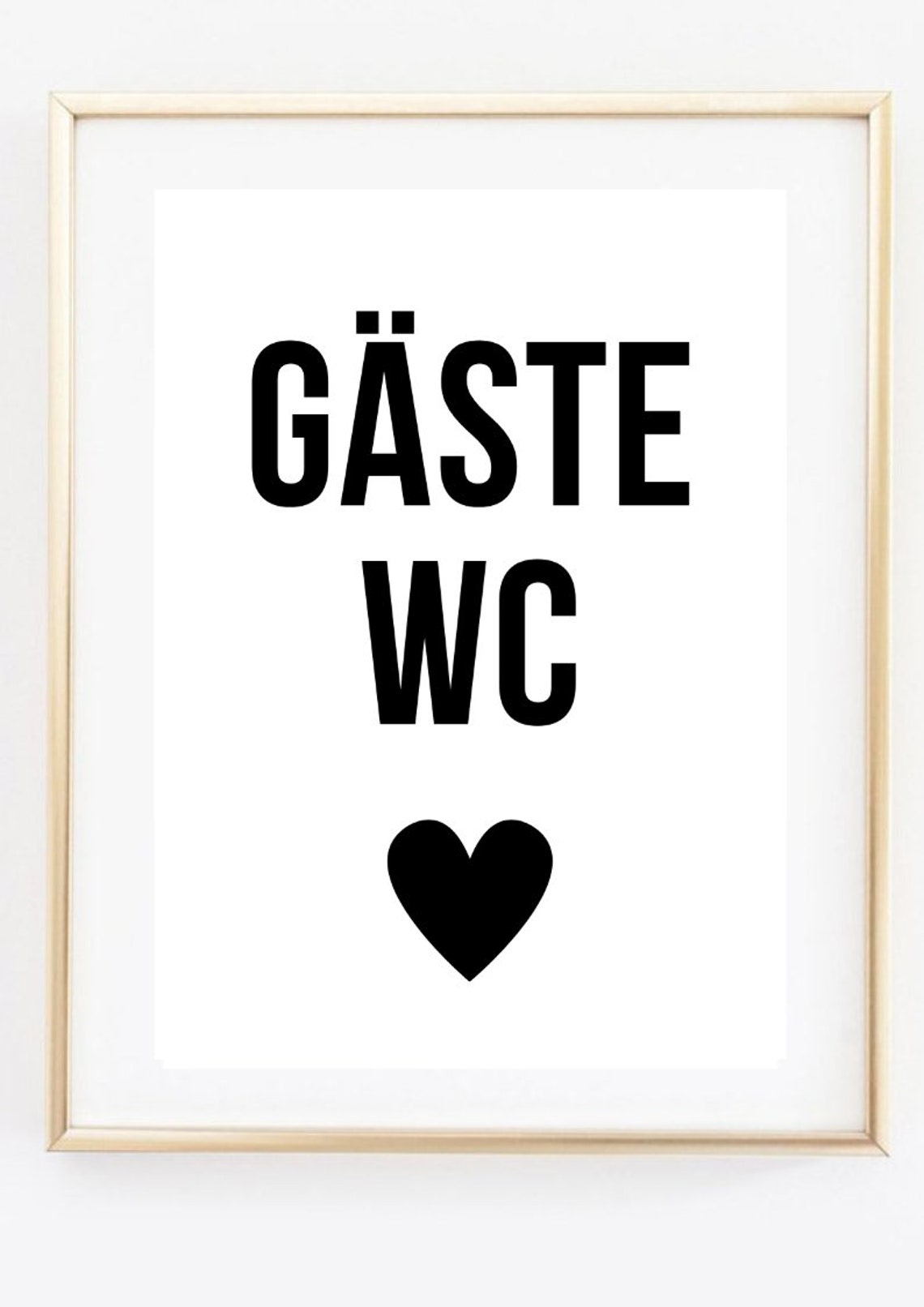 Gaeste WC Sign German Guest Bathroom Typography Heart Minimal Poster - Image 2