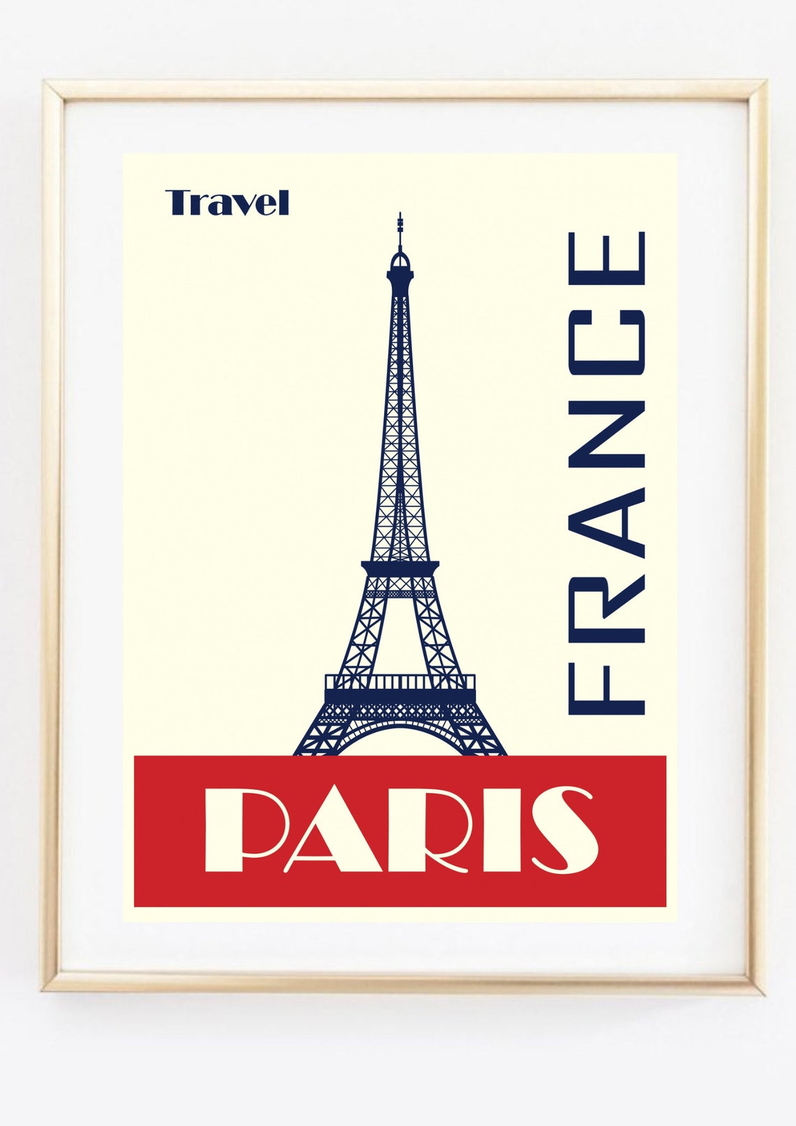 Din A4 Art Print Without Frame Eiffel Tower Paris France Vintage Travel Poster Print Poster Image - Image 2