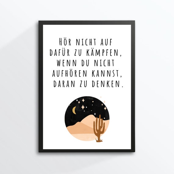 Din A4 Art Print Without Frame Saying Quote Dont Stop Fighting For It Motivation Encouragement Success Image Poster Gift