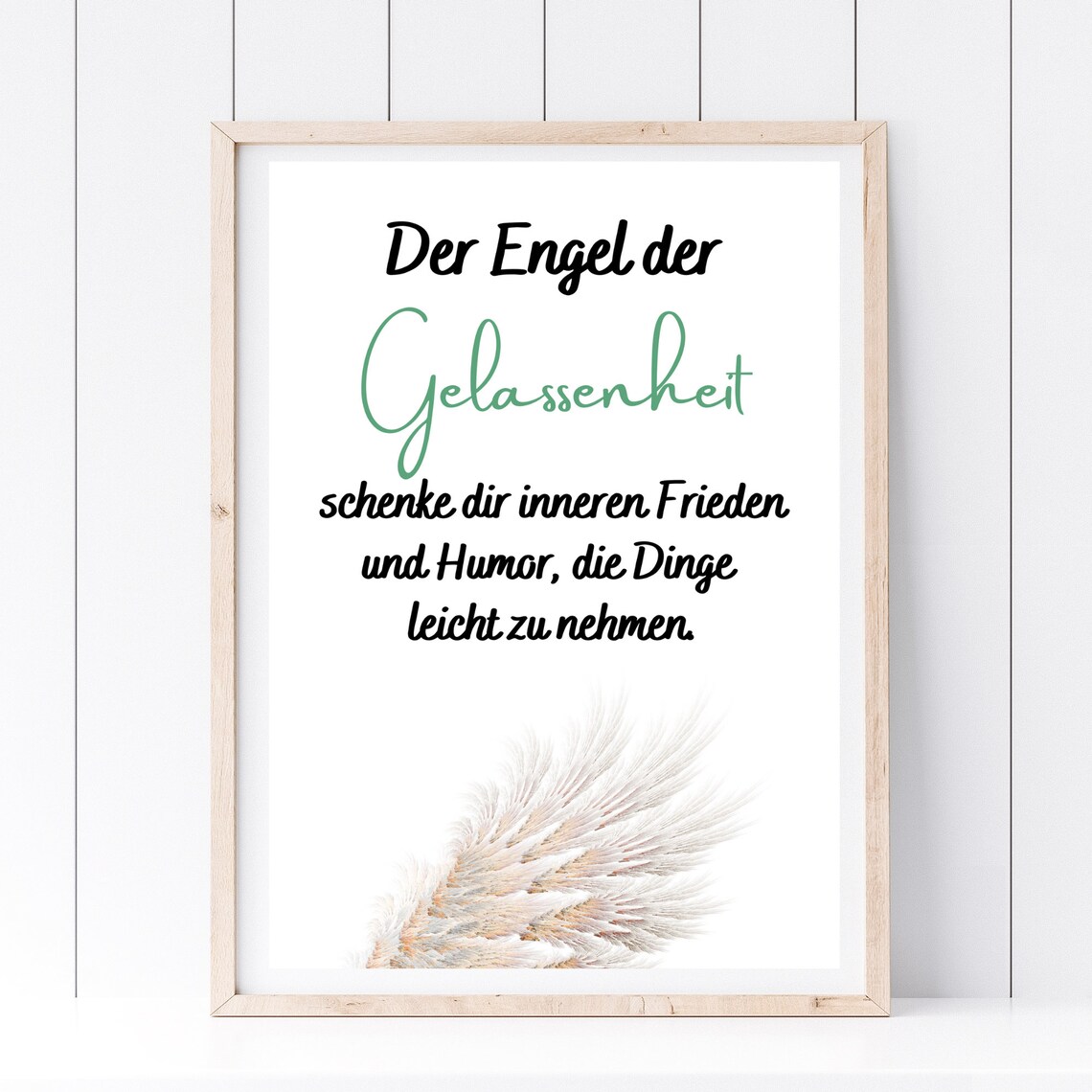 Angel Of Serenity German Quote Angel Wing Spiritual Wall Art Poster