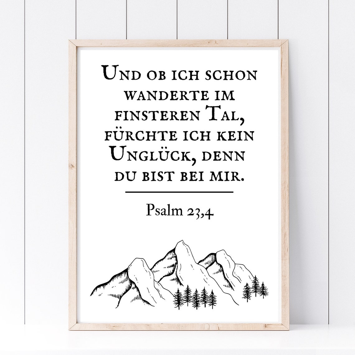Din A4 Art Print Without Frame Bible Saying Psalm Wandered Dark Valley Bible God Faith Baptism Confirmation Communion Birth Poster