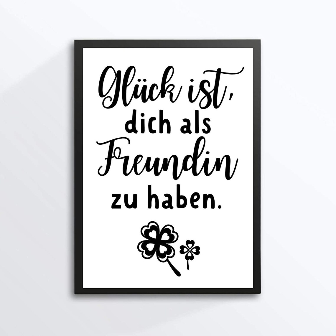 German Friendship Quote Best Friend Shamrock Calligraphy Wall Art - Image 2