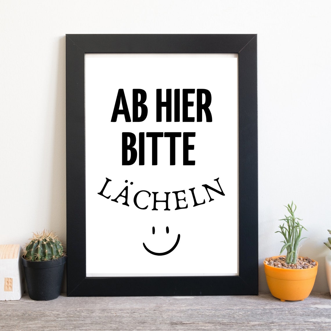Smile Please German Typography Print with Happy Face Wall Poster - Image 2