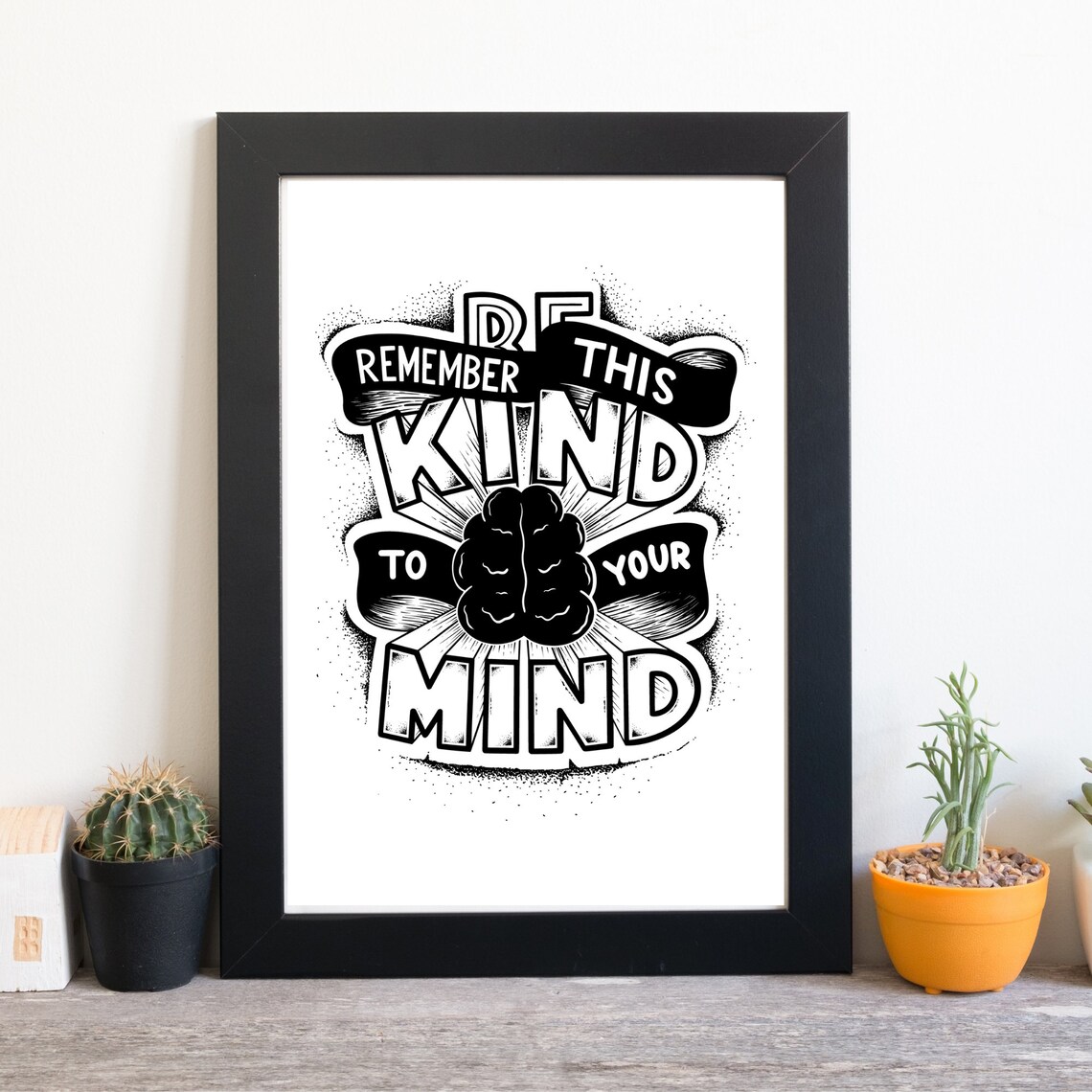 Be Kind To Your Mind Mental Health Reminder Typography Wall Art - Image 2