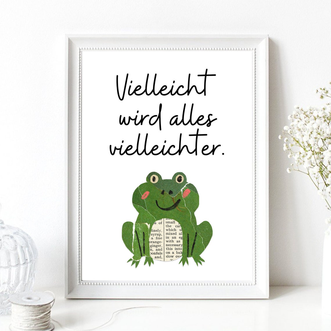 German Frog Collage Maybe Everything Gets Easier Optimism Poster - Image 2
