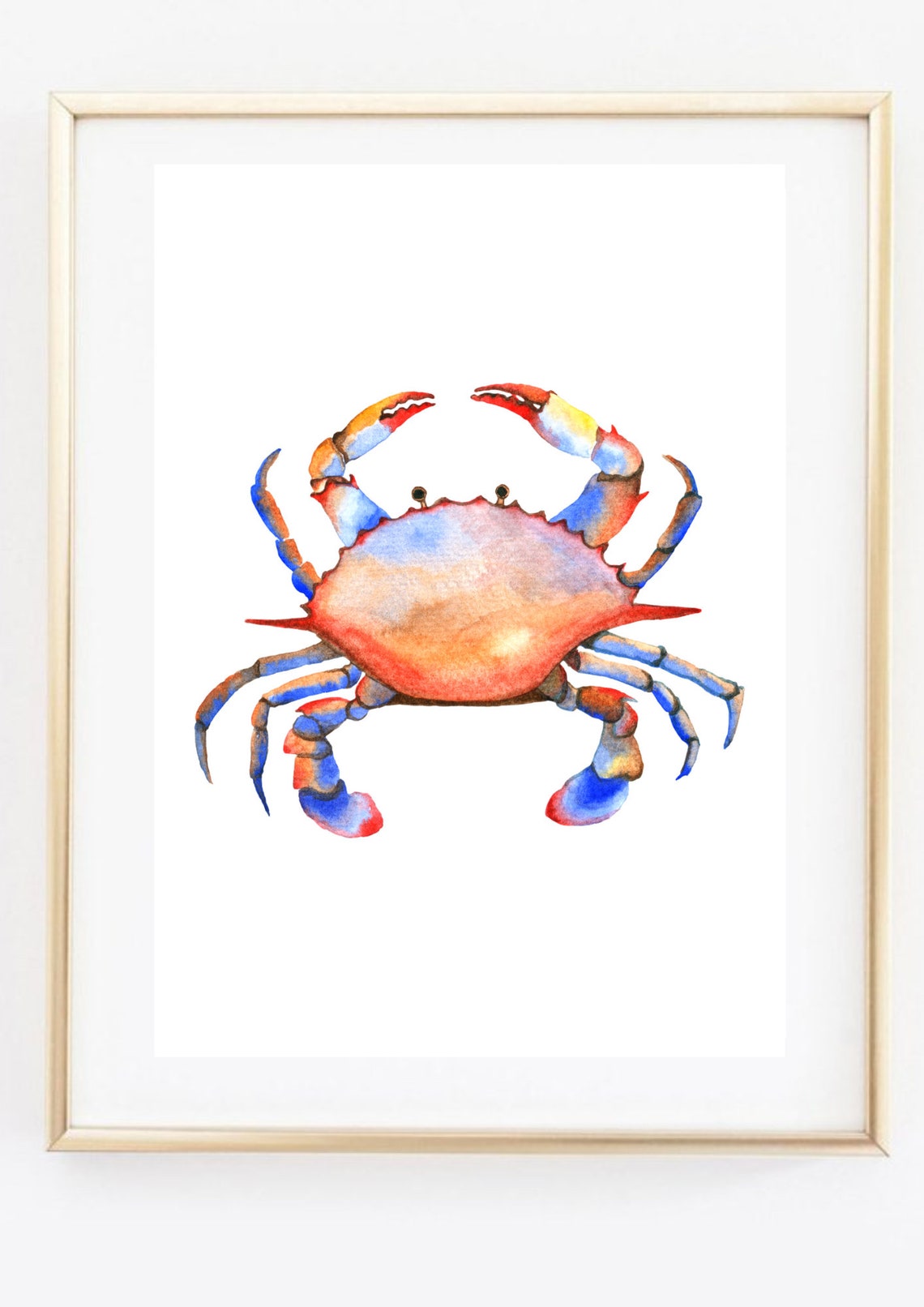 Colorful Blue Crab Watercolor Nautical Coastal Decor Art Print - Image 3