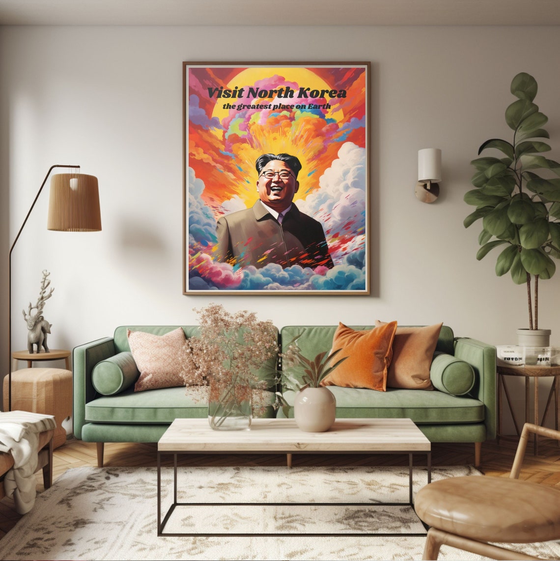 Satirical Visit North Korea Vintage Travel Poster Style Art Poster