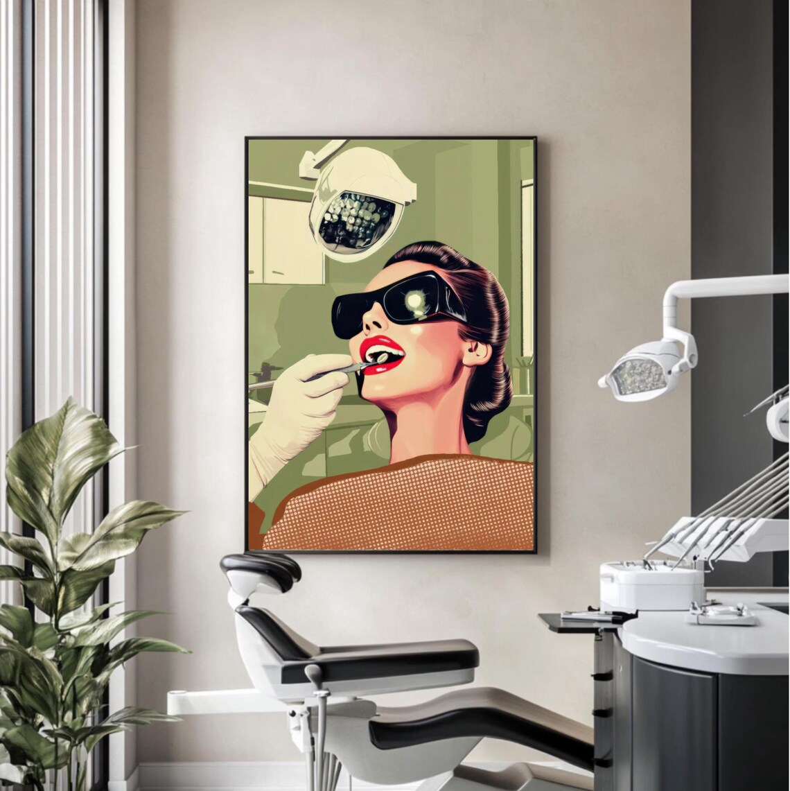 Retro Glam Dentist Olive Shades Wall Art Print