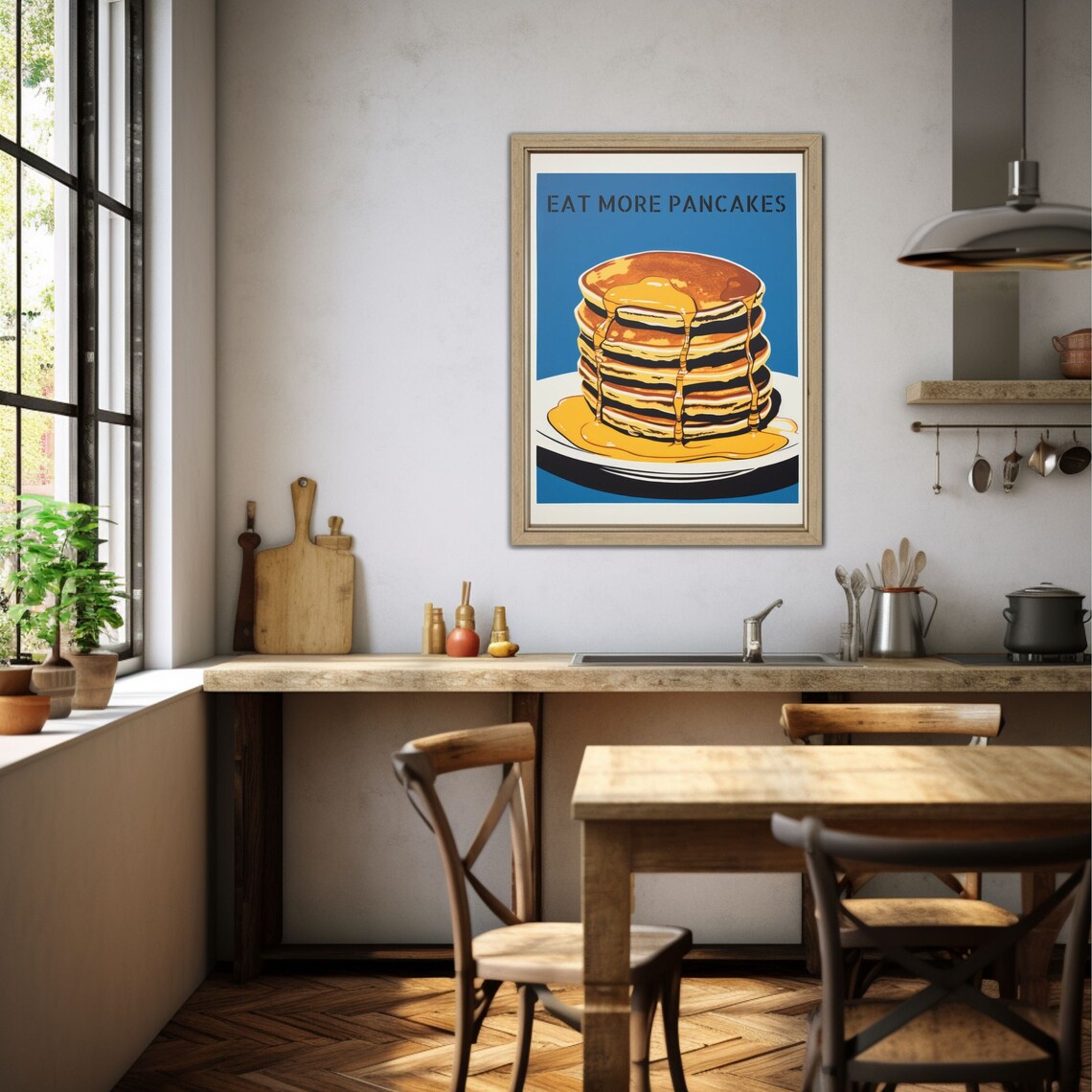 Eat More Pancakes Vintage Kitchen Wall Art Print
