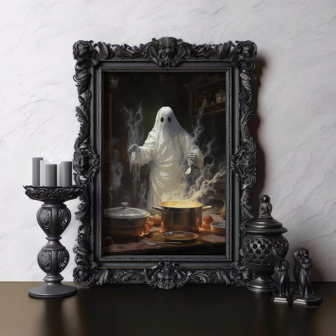 Haunted Kitchen Ghost Chef, Vintage Horror Poster