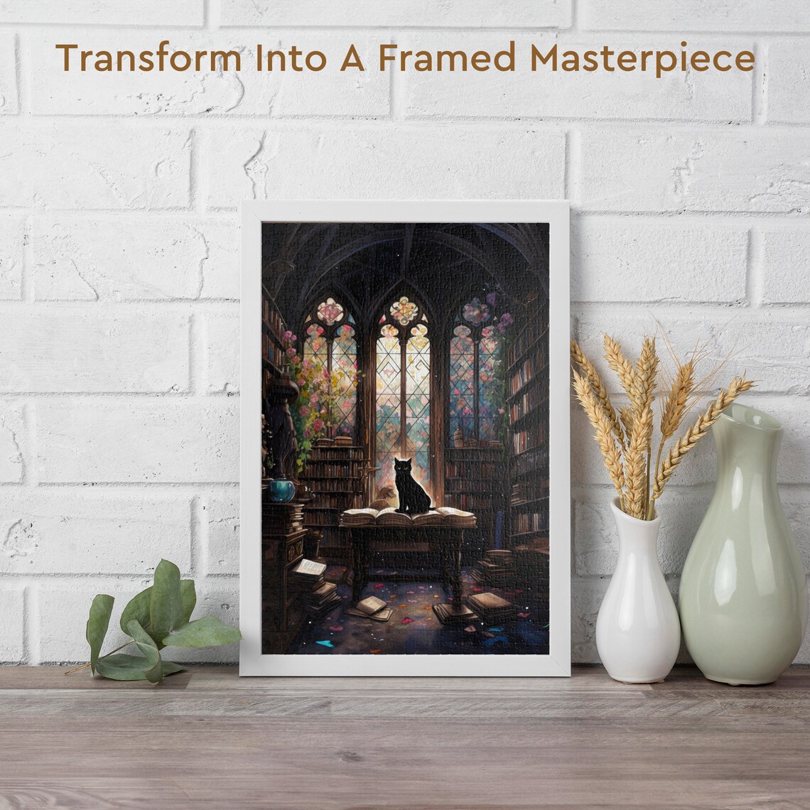 Library Reading Cat, Black Cat Wall Art Print - Image 2