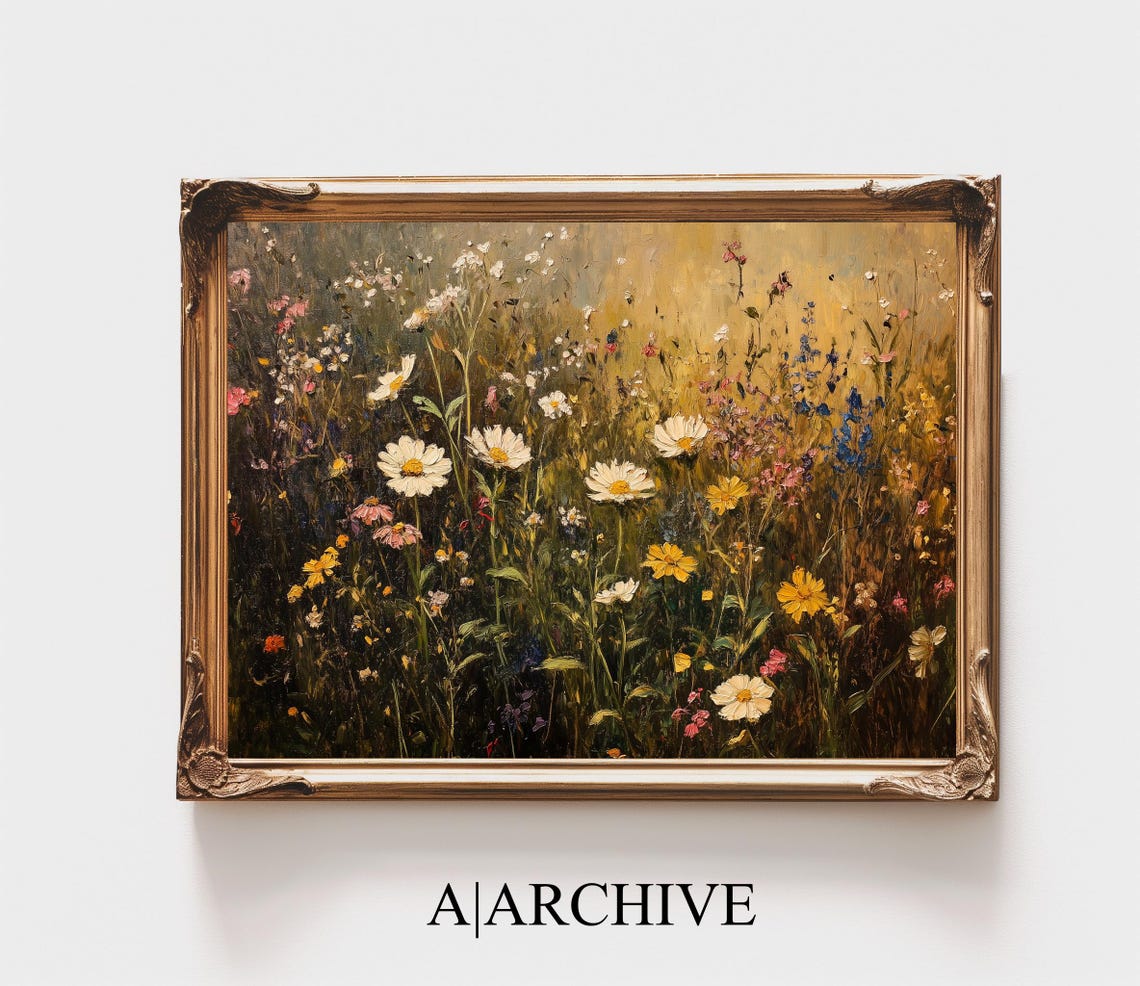 Soft White Wildflower Meadow Light Airy Botanical Art Poster