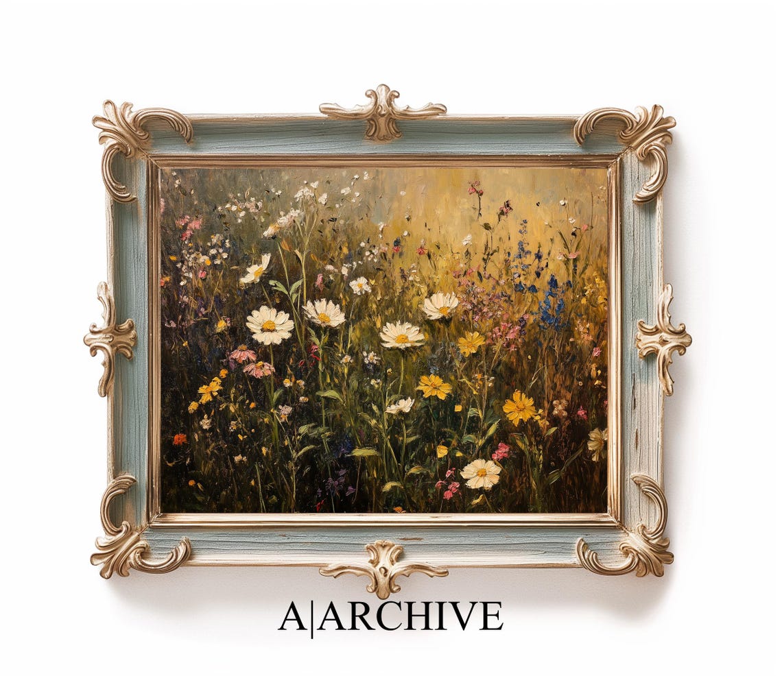 Soft White Wildflower Meadow Light Airy Botanical Art Poster - Image 2