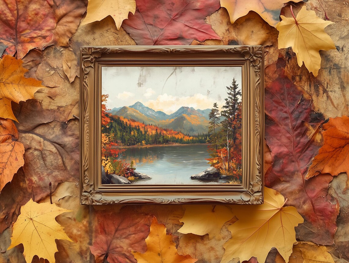 Rustic Fall Decor, Vintage Rustic Landscape - Image 2