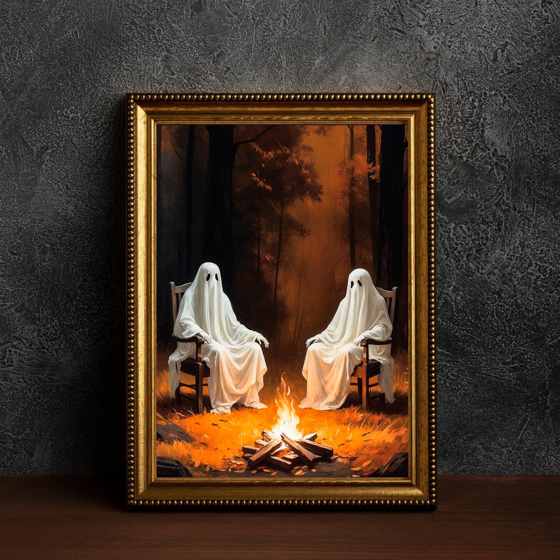 Ghosts Around A Campfire Print Ghosts Camping Spooky Cute Ghost Autumn Forest Wall Art Ghost Camp Fire Wall Art Halloween 141 - Image 4