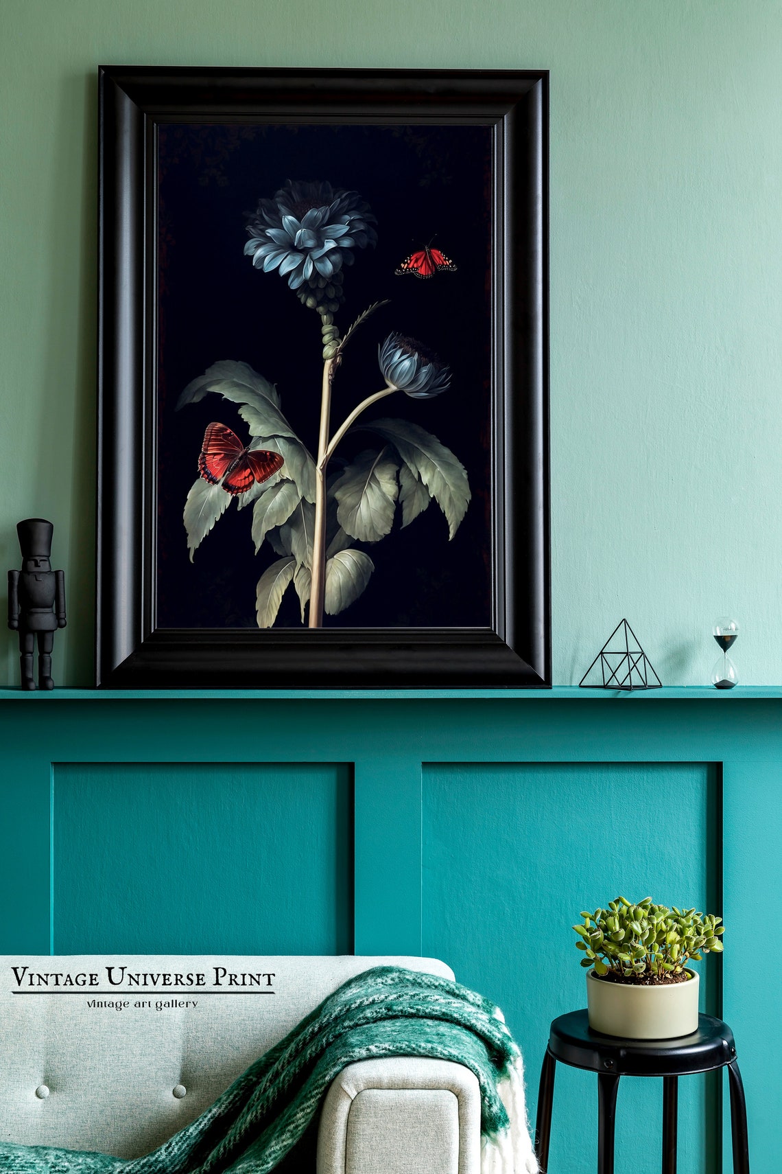 Dark Flower Vintage Painting Moody Flower Oil Painting Moody Floral Wall Art Botanical Print Dark Aesthetic Room Decor - Image 3