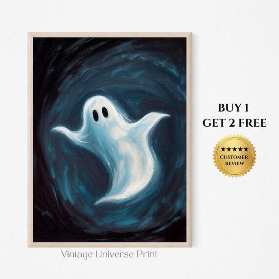 Swirling Ghost In A Dark Stormy Vortex Vintage Halloween Painting Poster