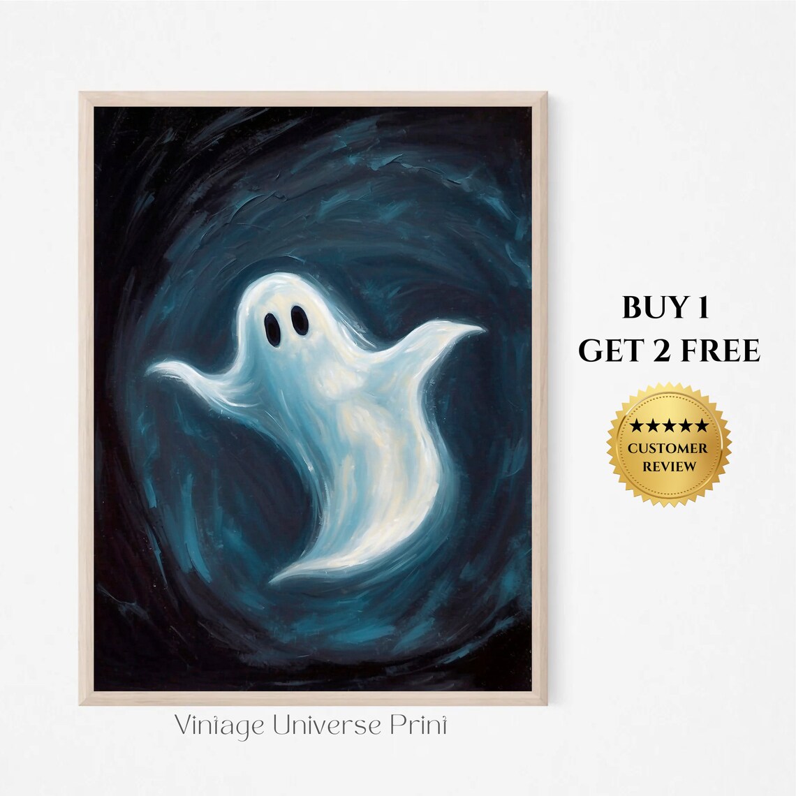 Swirling Ghost In A Dark Stormy Vortex Vintage Halloween Painting Poster