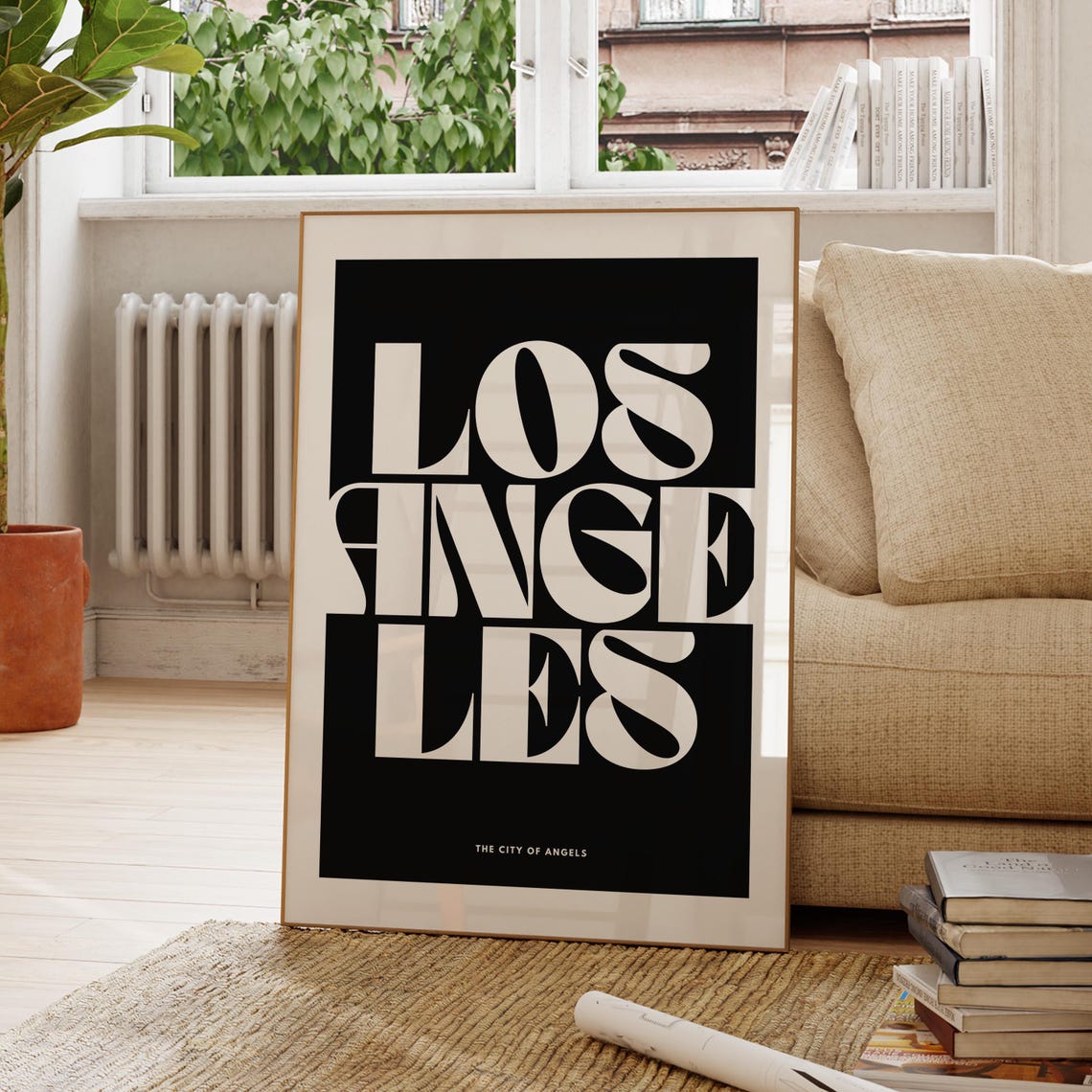 Los Angeles Monochrome Typography Poster The City of Angels California