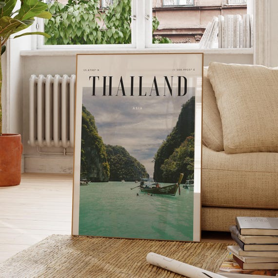 Thailand Asia Modern Travel Wall Art Design Color Print Wanderlust Decor Home Office Lover Gift