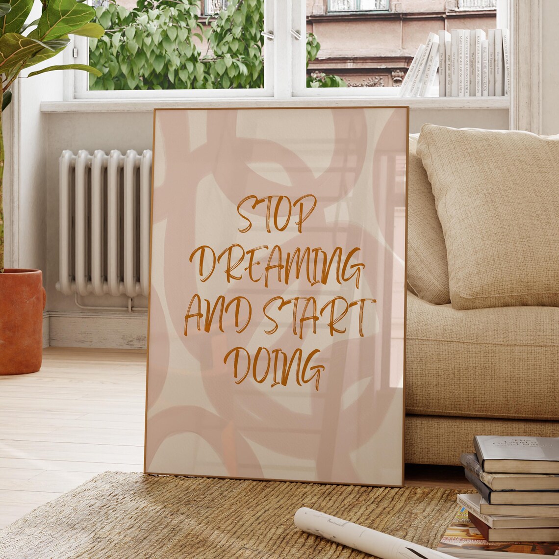 Stop Dreaming And Start Doing Quote Art Motivational Wall Decor Inspirational Poster Modern Office