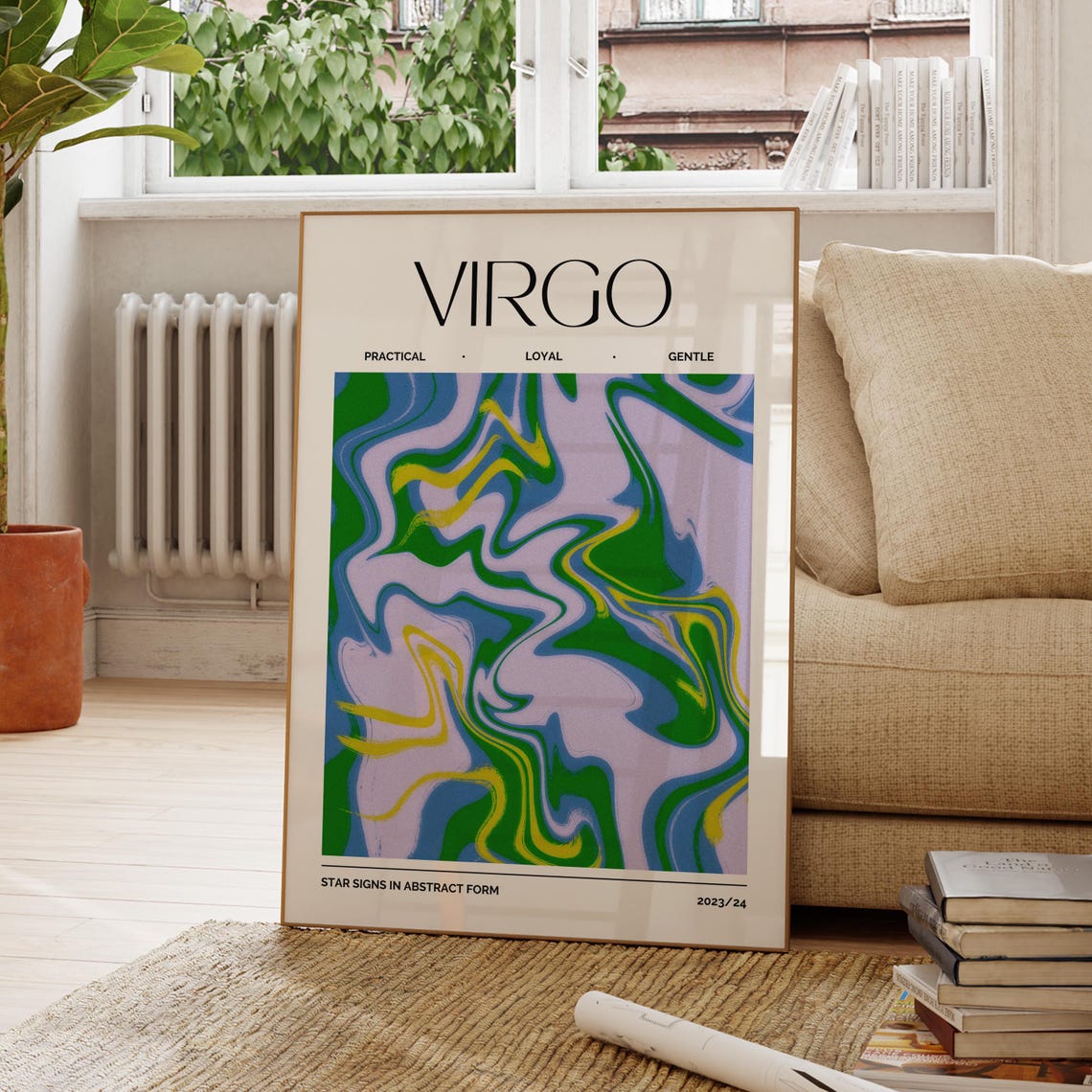 Virgo Zodiac Sign Wall Art Astrology Decor Star Print Horoscope Poster Celestial Artwork