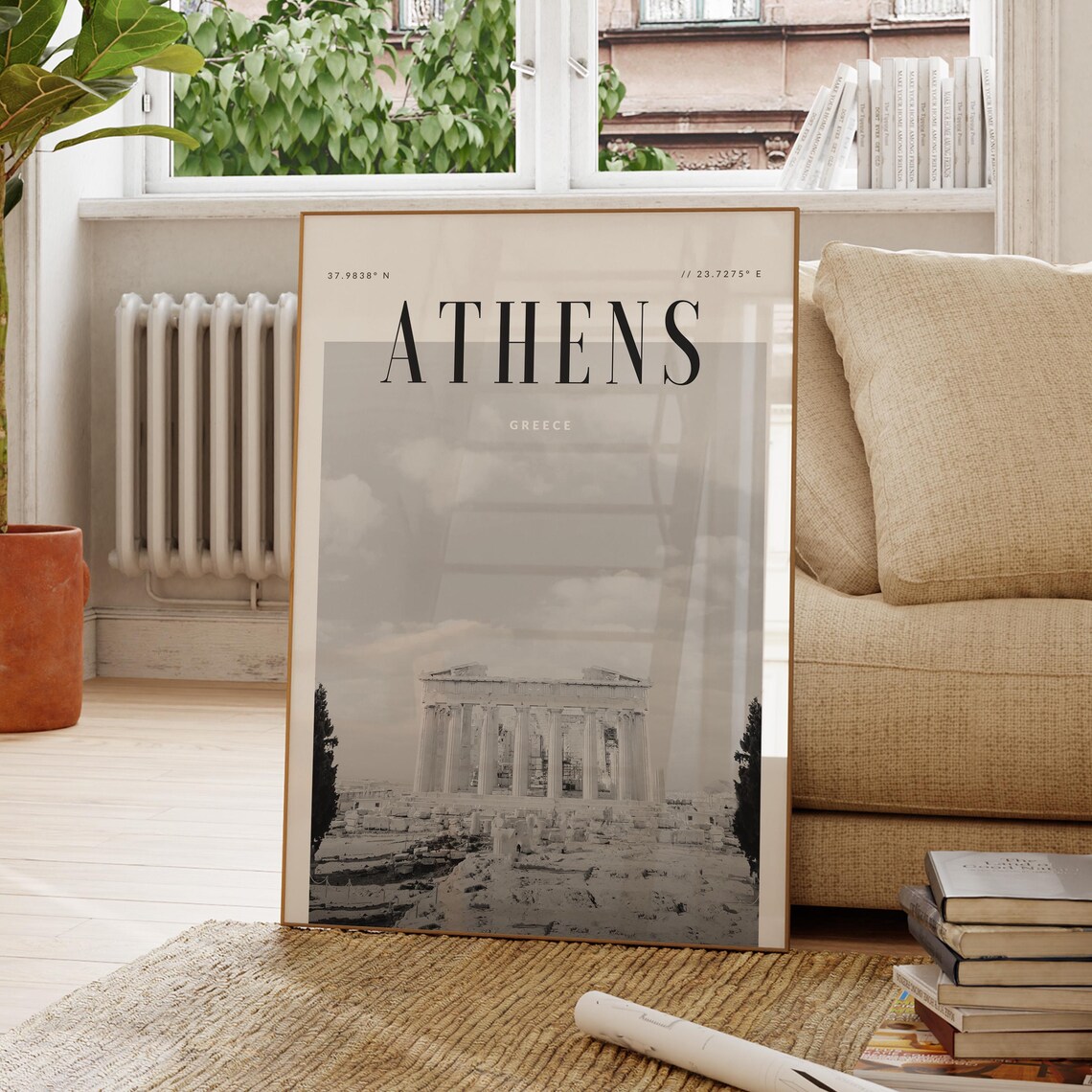 Athens Greece Black And White Vintage Parthenon Travel Photography Poster