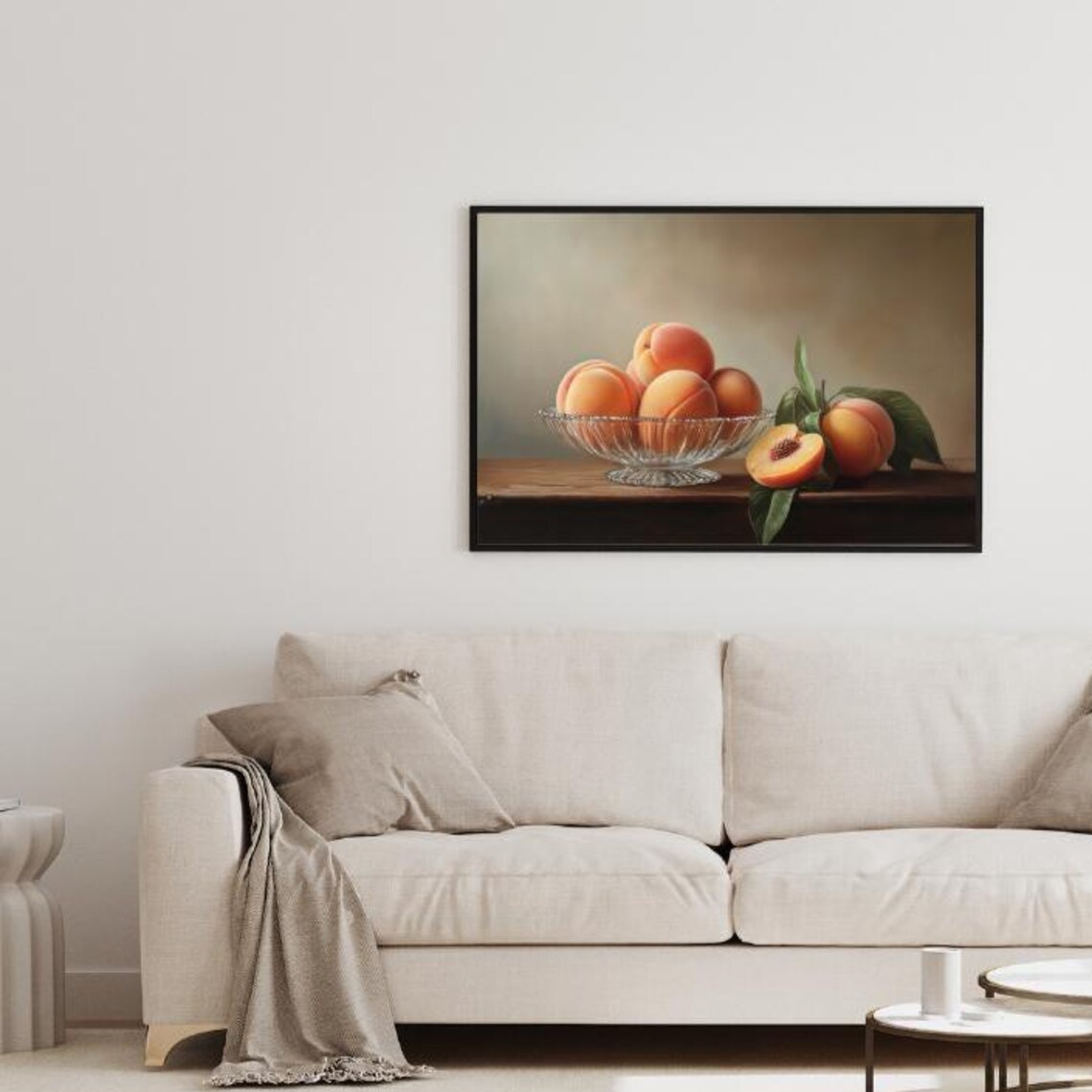 Still Life Peach Painting, Elegant Kitchen Wall Art - Image 4