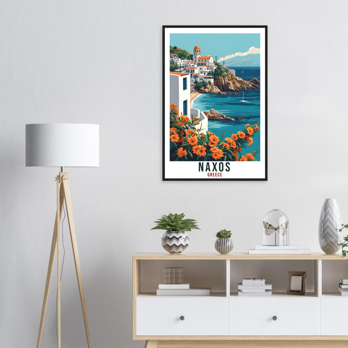 Naxos Greece Whitewashed Seaside Village Orange Blossoms Travel Poster - Image 4