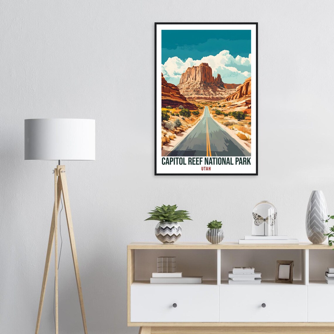 Capitol Reef National Park Utah Desert Road Vintage Travel Poster - Image 3