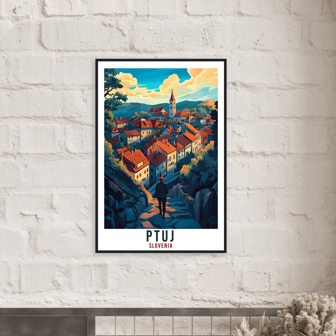 Ptuj Slovenia Old Hilltop Town Stone Path Vintage Travel Poster - Image 2
