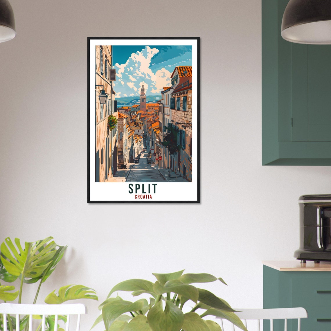 Split Croatia Old Town Cobblestone Street Harbor Travel Poster - Image 3