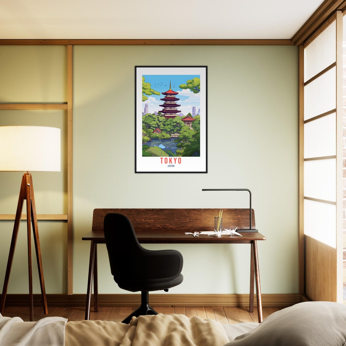 Tokyo Temple Travel Poster Tokyo Wall Hanging Japan Artwork Travel Print Wall Art Tokyo Japan Asia Home Decor Tokyo Gift Travel Art Japan - Image 4
