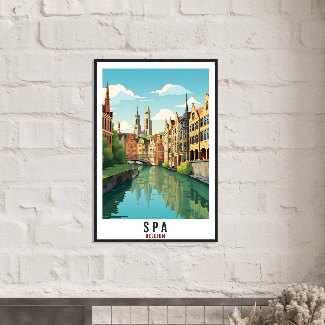 Spa Belgium Riverside Travel Poster Vintage Canal City Artwork - Image 4