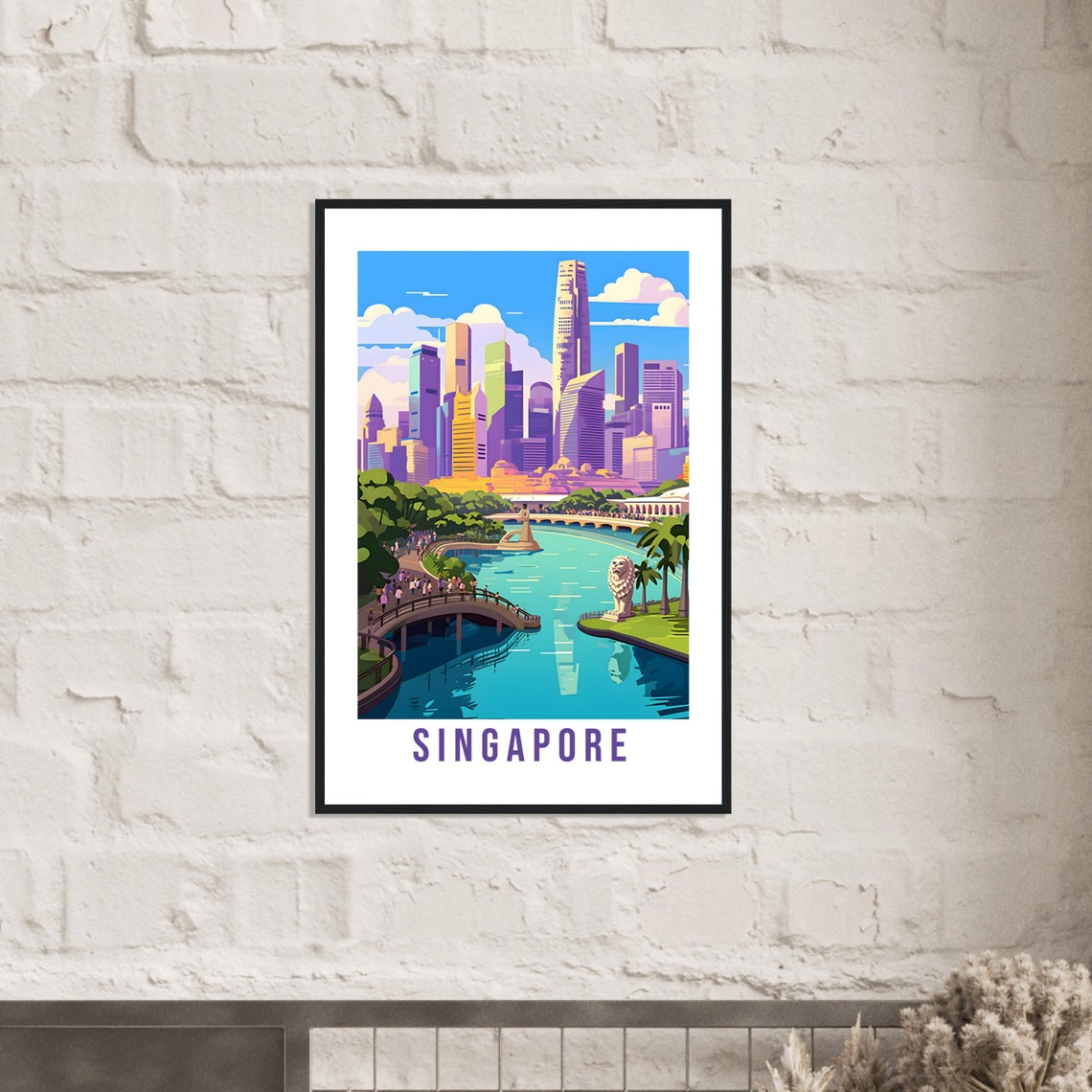 Singapore Marina Bay Merlion Skyline Waterfront Scenery Poster - Image 4